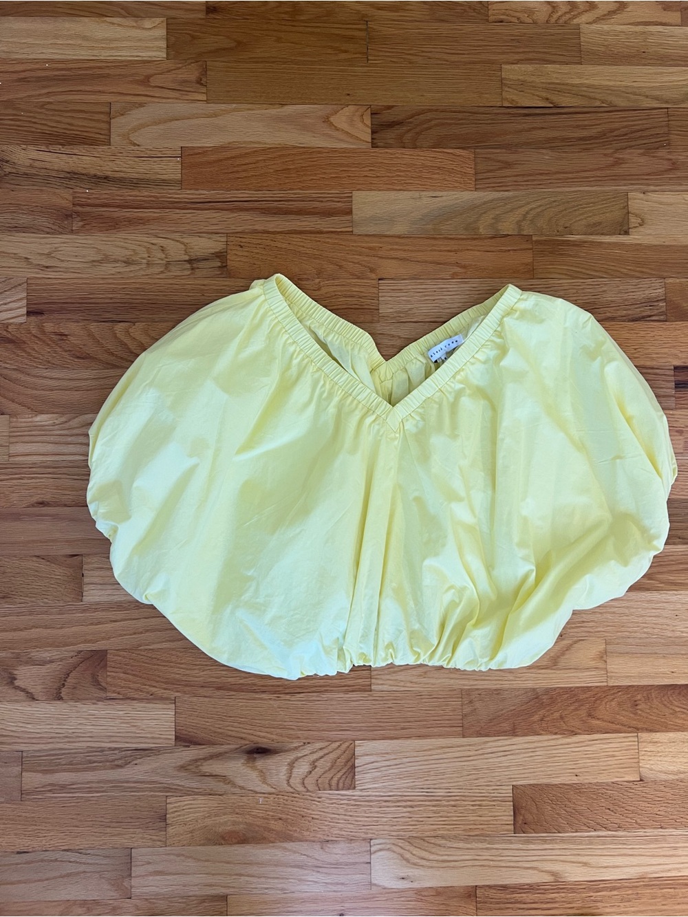 Endless Rose Light Yellow Puff Sleeve V-Neck Crop Top